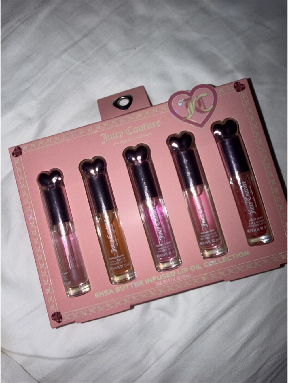 Juicy Couture Shea Butter Lip Oil Gift Set 5 Pack Heart Cap NWT